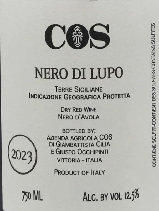 COS 2023 Nero di Lupo, Terre Siciliane
