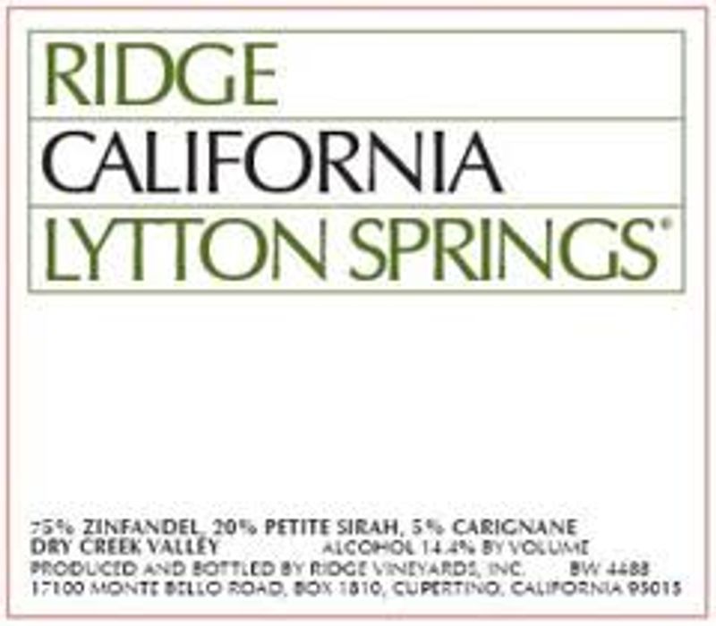 Ridge Vineayrds 2023 Zinfandel Lytton Springs