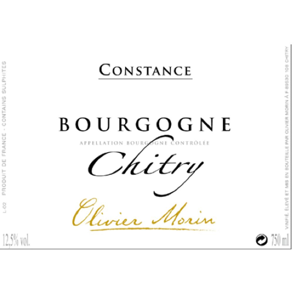 Wine label for Olivier Morin 2021 'Constance' Bourgogne Blanc Chitry