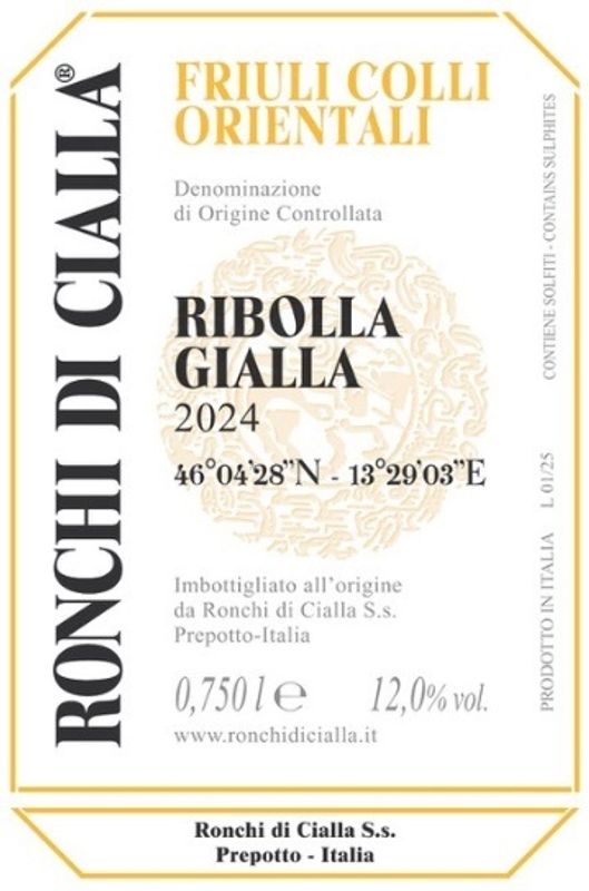 Ronchi di Cialla 2024 Ribolla Gialla DOC