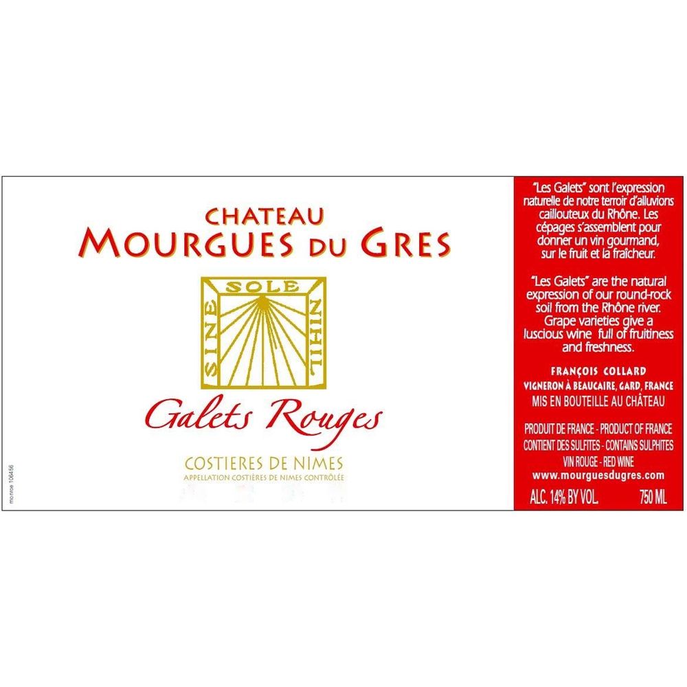 Ch Mourgues du Gres 'Galets Rouge' Costieres de Nimes