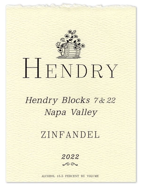 Hendry 2022 Zinfandel, Blocks 7 & 22, Napa Valley