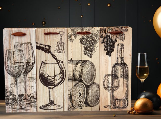 Wine Gift Bag: Woodblock Art: 1-Btl Gift Bag