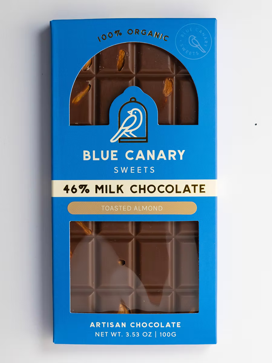 Blue Canary Sweets: 46% Milk Chocolate w Toasted Almonds (3.53 oz)