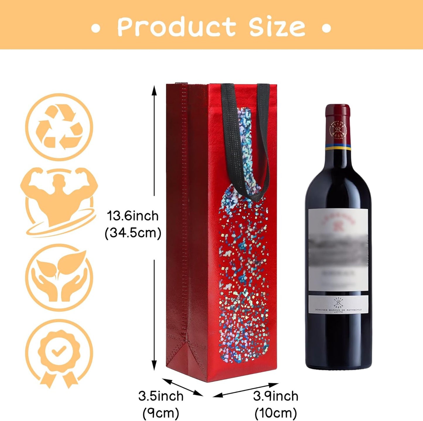 Wine Gift Bag: Red foil with wine bottle image
