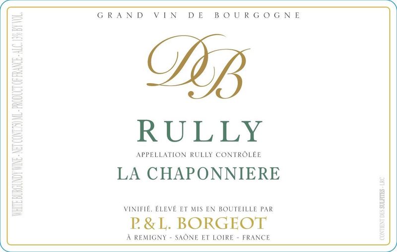 Dom Borgeot 2023 Rully La Chaponniere Bourgogne Blanc