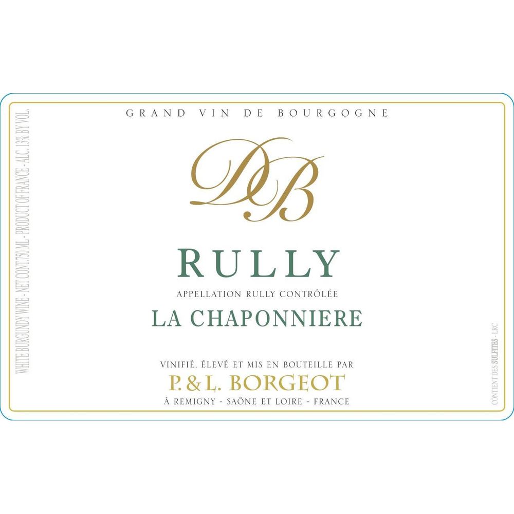 Dom Borgeot 2023 Rully La Chaponniere Bourgogne Blanc