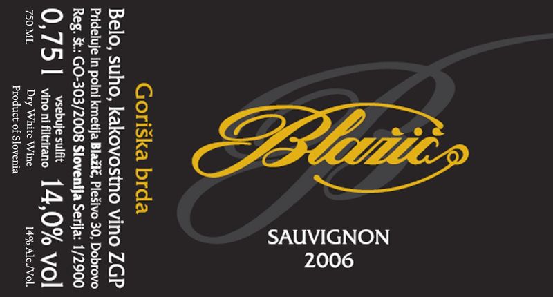 Blazic Sauvignon Blanc, Slovenia