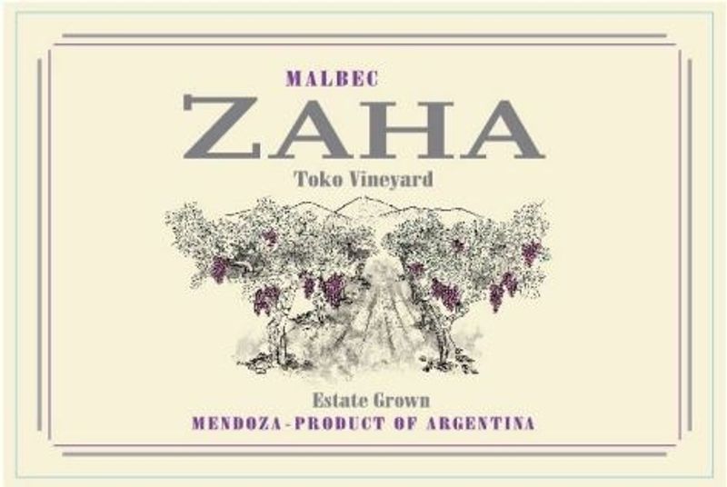 Zaha Malbec Toko Vineyard