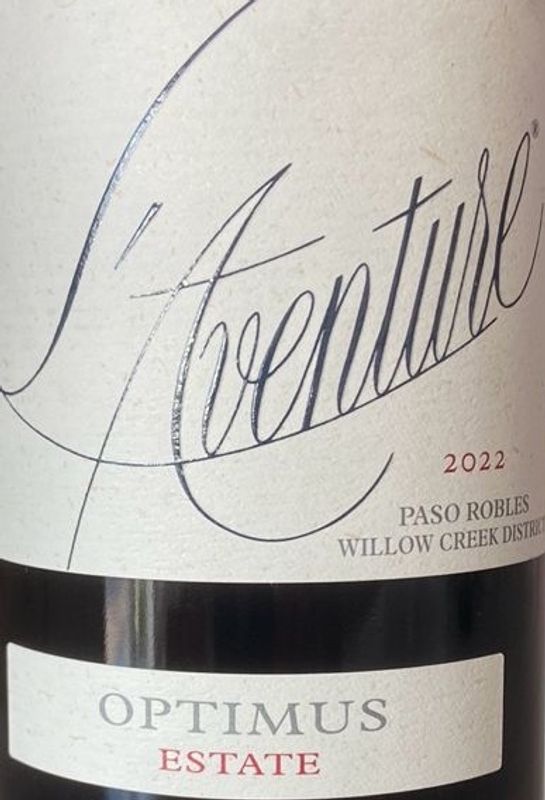 L'Aventure 2022 'Optimus' Willow Creek District Syrah/Cab blend