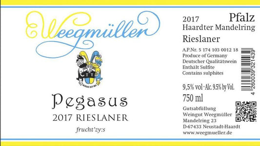 Weegmueller 2017 "Pegasus" Rieslaner Mandelring Spätlese