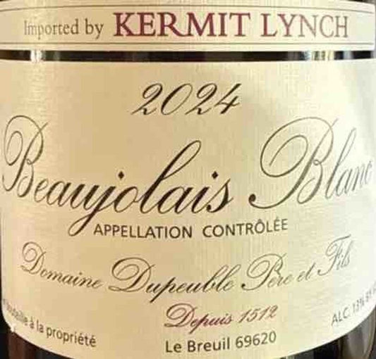 Domaine Dupeuble 2023 Beaujolais Blanc wine label with Kermit Lynch import text