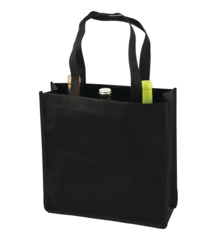 Wine Carrier 3-Bottle Non-Woven Tote Bag - Black