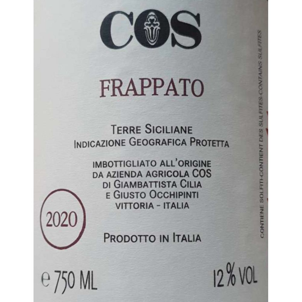 COS 2023 Frappato wine label on white background