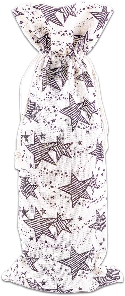 Cotton drawstring Gift Bag w Black Stars