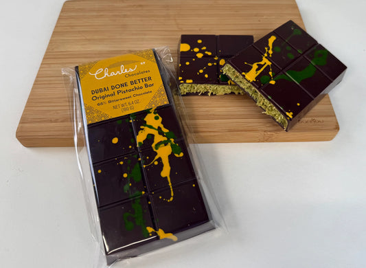 Dubai Done Better Original Pistachio Bar by Charles Chocolates