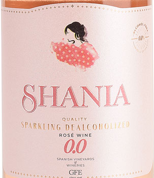 Label of Shania 0.0 non-alcoholic sparkling rose