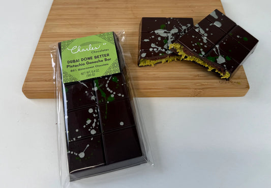 Dubai Done Better Pistachio Ganache Bar by Charles Chocolates