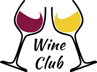 Two crescent-shaped wine glass icons, one burgundy and one yellow, on a black background