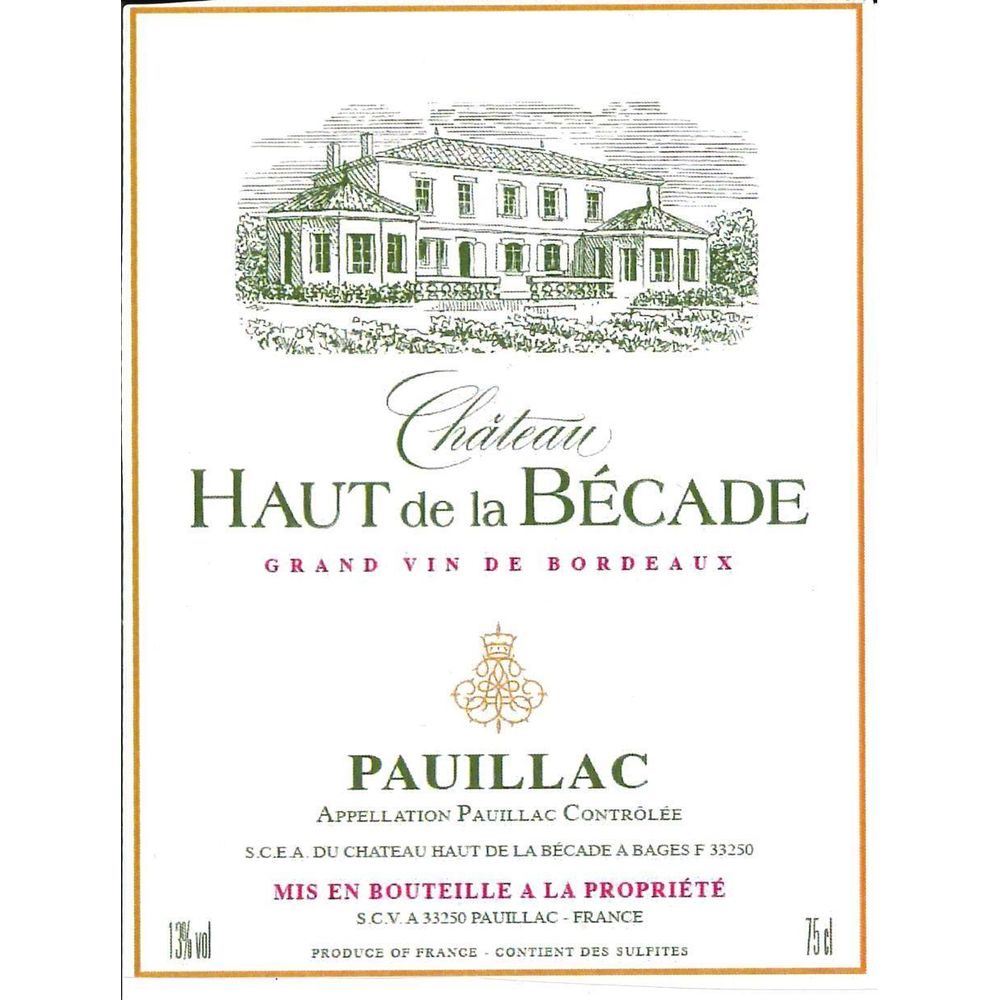Chateau Haut de la Becade 2020 Pauillac