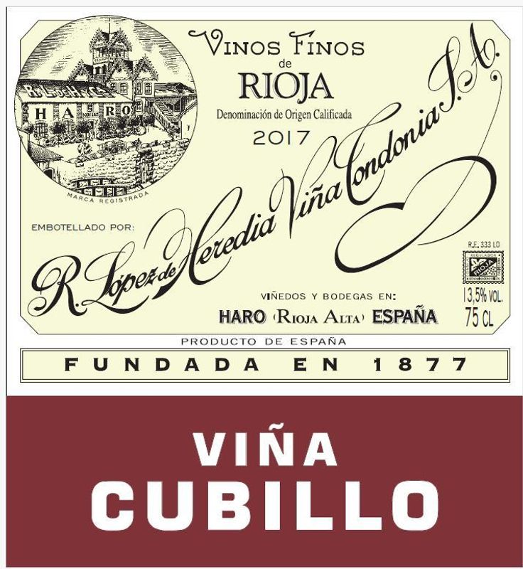 Lopez de Heredia 2017 Vina Cubillo Crianza