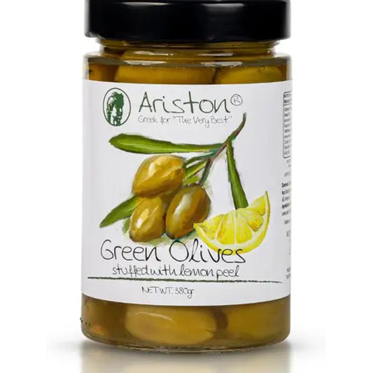 Ariston Green Olives Stuffed w/Lemon Peel 13.40oz