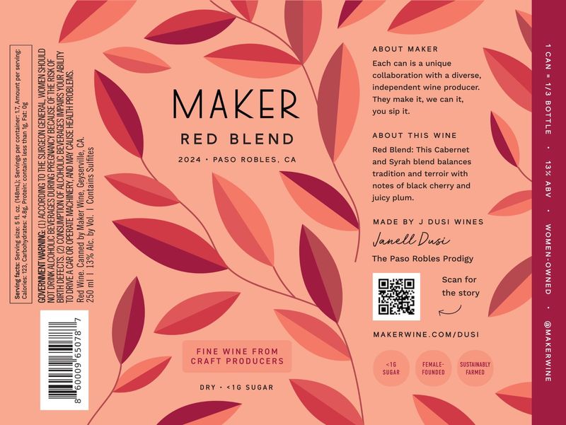 Maker J Dusi Red Blend (can)
