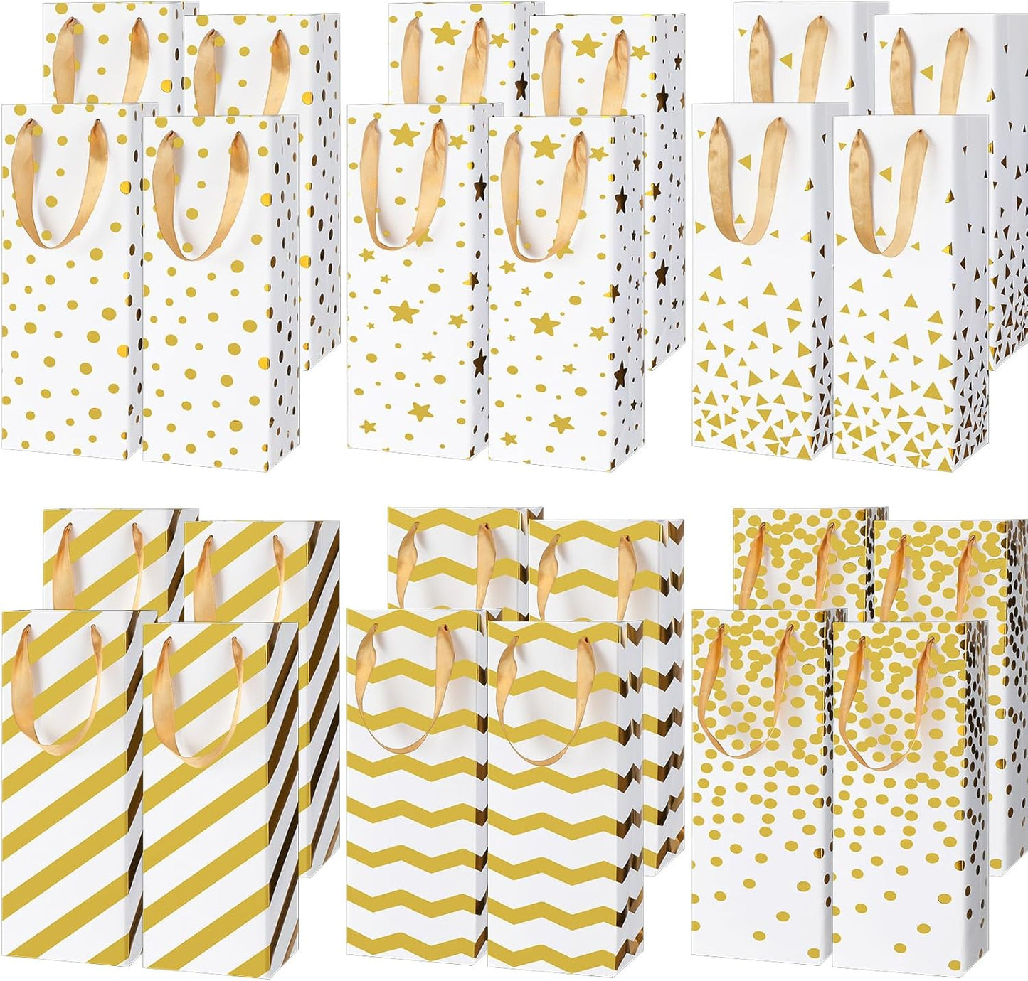 Wine Gift Bag: Gold foil designs on White