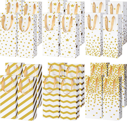Wine Gift Bag: Gold foil designs on White